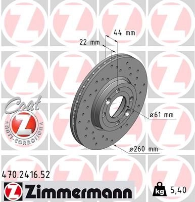 Тормозной диск ZIMMERMANN 470241652 907087 X5 ZAS4 изображение 0