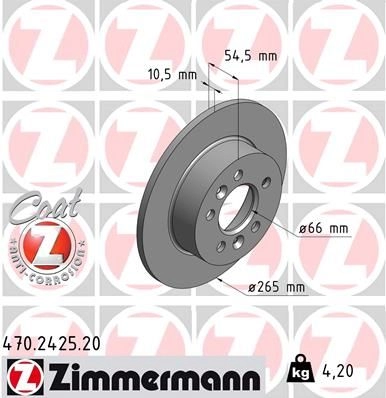 Тормозной диск ZIMMERMANN 907098 L5VH TQ 470242520 изображение 0
