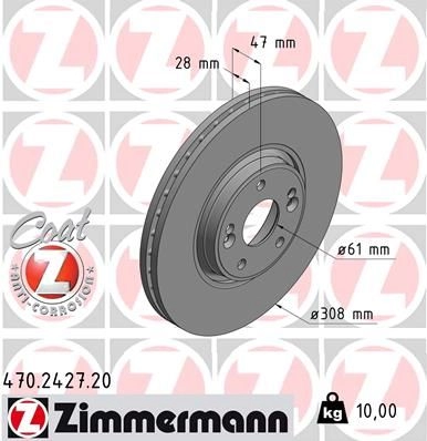 Тормозной диск ZIMMERMANN 907100 0 9Y5X 470.2427.20 изображение 0