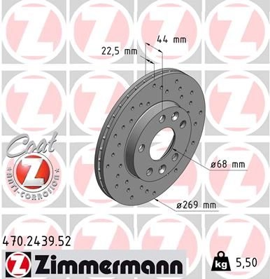 Тормозной диск ZIMMERMANN 470243952 907117 MT V2F изображение 0