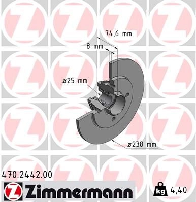 Тормозной диск ZIMMERMANN 470.2442.00 V2GI 4F 907120