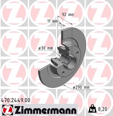 Тормозной диск ZIMMERMANN 470244900 JO ECE 907127