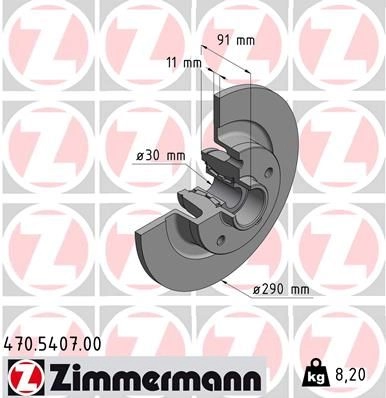 Тормозной диск ZIMMERMANN 1211196971 470540700 4C X59T изображение 0