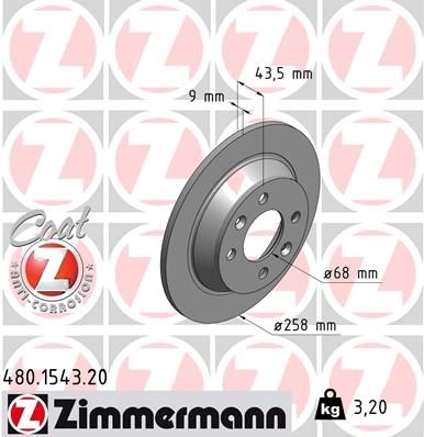 Тормозной диск ZIMMERMANN 480154320 907148 Y ZOIX