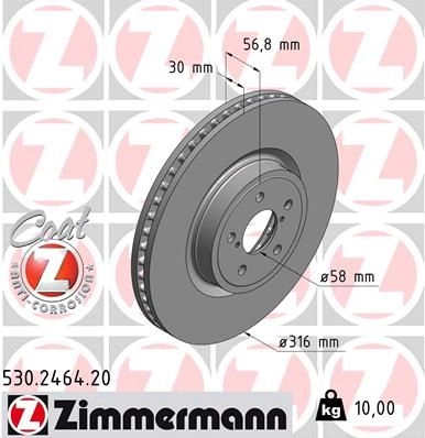 Тормозной диск ZIMMERMANN 907179 V3II AS 530246420 изображение 0