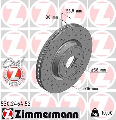 Тормозной диск ZIMMERMANN 530246452 GCE FRY 907180 изображение 0