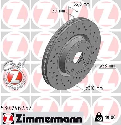Тормозной диск ZIMMERMANN 1437878637 530246752 Y X2YRF