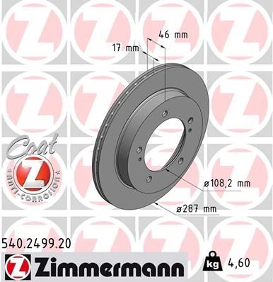 Тормозной диск ZIMMERMANN 907205 540249920 XRK1V F изображение 0