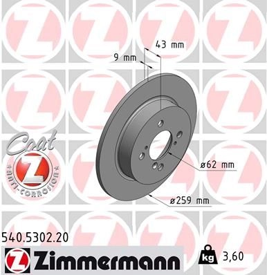 Тормозной диск ZIMMERMANN EI 7LBFS 907210 540530220 изображение 0
