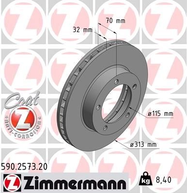 Тормозной диск ZIMMERMANN 2Q5XZ S 907262 590257320 изображение 0