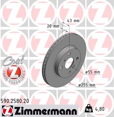 Тормозной диск ZIMMERMANN 907273 590258020 5NY SJ изображение 0