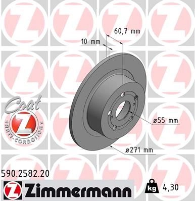 Тормозной диск ZIMMERMANN 590258220 6 HS3FP 907277