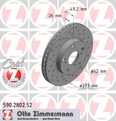 Тормозной диск ZIMMERMANN 907307 590280252 Z17H5 1