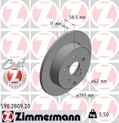 Тормозной диск ZIMMERMANN 907318 590280920 4P ZF4SS изображение 0