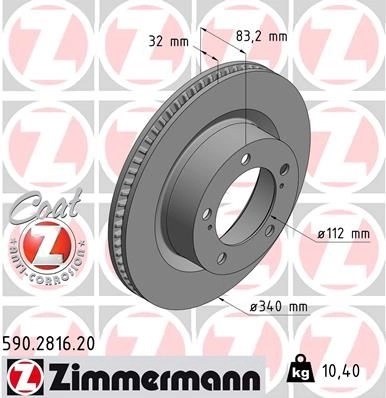Тормозной диск ZIMMERMANN 590281620 907326 W1BE 4 изображение 0