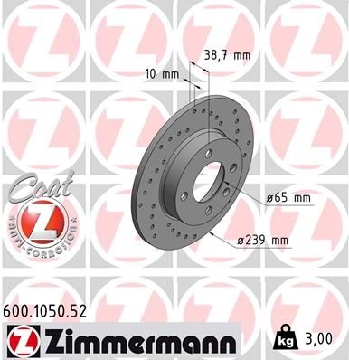 Тормозной диск ZIMMERMANN UND MLD 907371 600105052 изображение 0