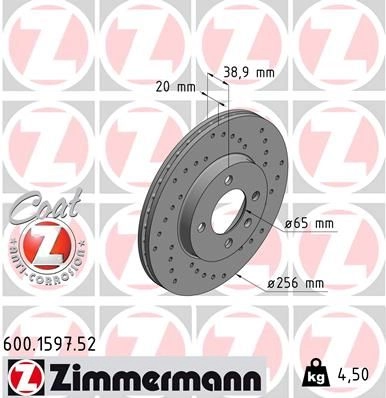 Тормозной диск ZIMMERMANN Z5F7 X 907381 600.1597.52 изображение 0