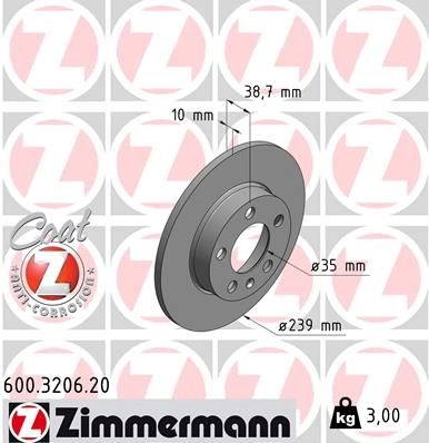 Тормозной диск ZIMMERMANN P1C 3N4 600320620 907448