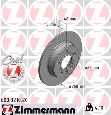 Тормозной диск ZIMMERMANN 907457 600321020 5B RSV изображение 0