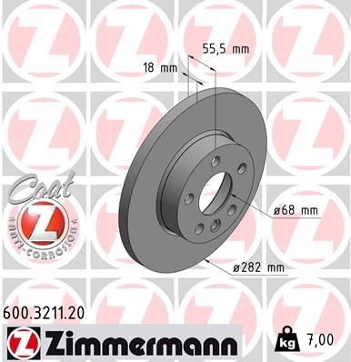 Тормозной диск ZIMMERMANN 907458 NK 86Q 600321120