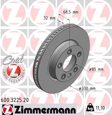 Тормозной диск ZIMMERMANN 907483 600322520 O AZGVZ изображение 0