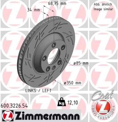 Тормозной диск ZIMMERMANN 600322654 CU4M JT 1425042709