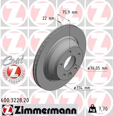 Тормозной диск ZIMMERMANN 907486 S 91LNV 600322820