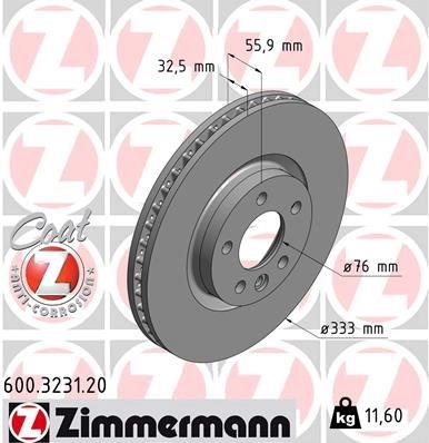 Тормозной диск ZIMMERMANN TXN BVP 600323120 907490 изображение 0