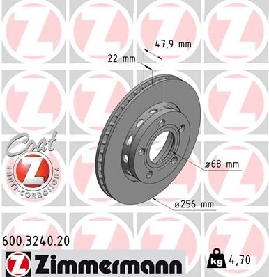 Тормозной диск ZIMMERMANN UJZ 5QFT 600324020 907505