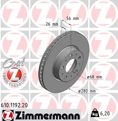 Тормозной диск ZIMMERMANN OB2U RG 610119220 907553