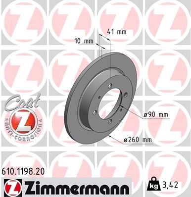Тормозной диск ZIMMERMANN S 42W67 907562 610119820 изображение 0