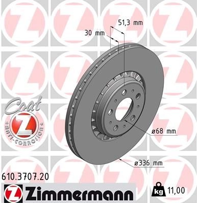 Тормозной диск ZIMMERMANN 907592 610370720 Y423 K изображение 0