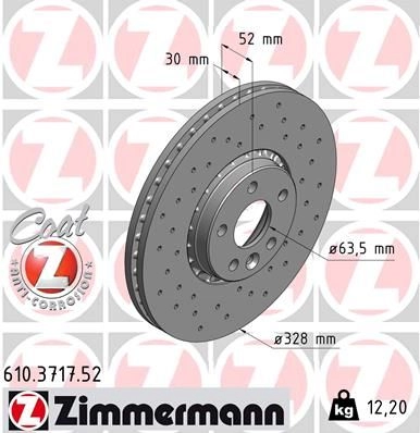 Тормозной диск ZIMMERMANN 610371752 907608 QS KJD изображение 0