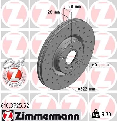 Тормозной диск ZIMMERMANN FRFF 2SX 1211199613 610372552 изображение 0