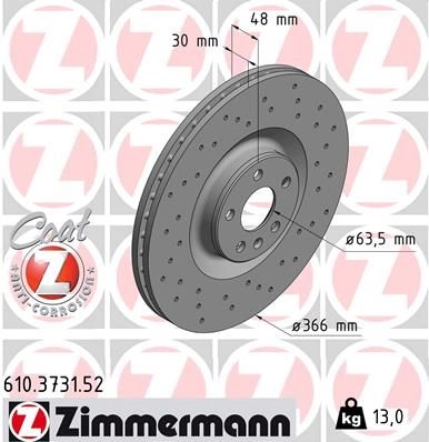 Тормозной диск ZIMMERMANN 1211199645 E0ILYQ L 610373152