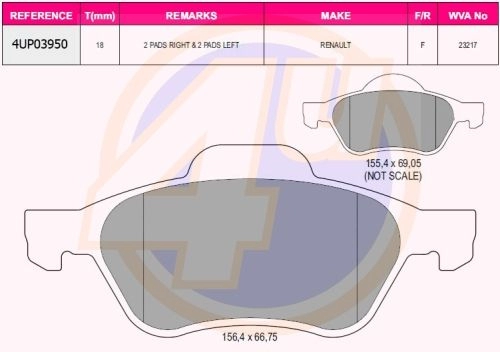 Тормозные колодки дисковые, комплект 4U 1422951325 4UP03950 7 GY2KC