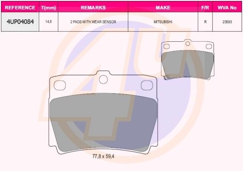 Тормозные колодки дисковые, комплект 4U R09 L29 4UP04084 1422951381