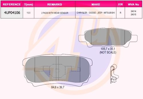 Тормозные колодки дисковые, комплект 4U 1422951394 281 BRBM 4UP04106