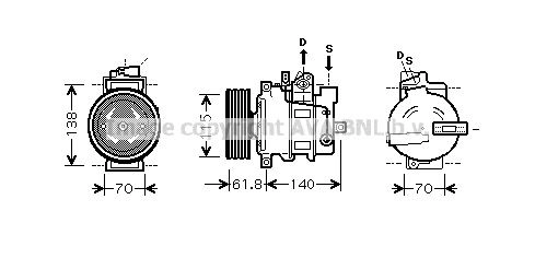 Компрессор кондиционера AVA QUALITY COOLING 1440653882 A5 KSE2C AIAK263 изображение 0