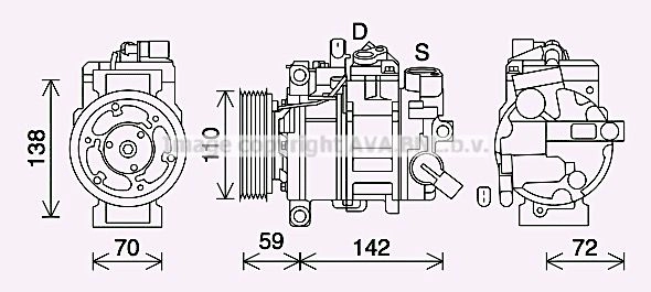 Компрессор кондиционера AVA QUALITY COOLING JJ7 01OU AIAK411 1440653891