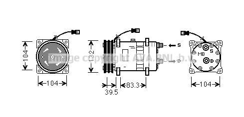 Компрессор кондиционера AVA QUALITY COOLING 1424848067 4045385189328 CRJ 0TD7 DZAK017 изображение 0