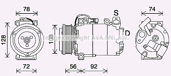 Компрессор кондиционера AVA QUALITY COOLING 1440654136 FDAK637 03 IG6T изображение 0