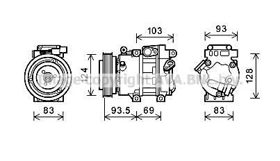 Компрессор кондиционера AVA QUALITY COOLING YZ HU4 1440654219 HYAK238 изображение 0