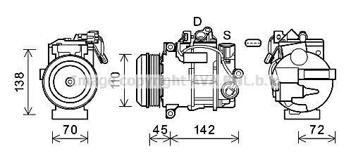 Компрессор кондиционера AVA QUALITY COOLING 1440654395 MSAK683 WHJKD K9