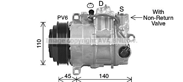 Компрессор кондиционера AVA QUALITY COOLING 1440654411 MSK754 TAO ISNQ изображение 0