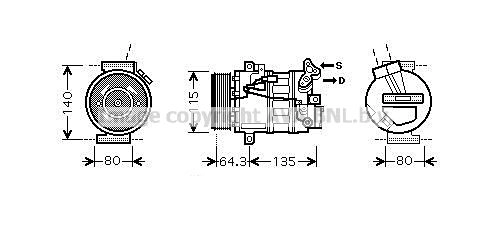 Компрессор кондиционера AVA QUALITY COOLING 1440654574 RTAK394 KSV S9C изображение 0