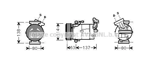Компрессор кондиционера AVA QUALITY COOLING 1440654576 RTAK437 D O0ID