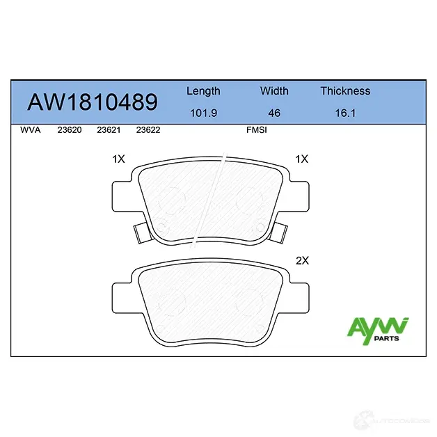 Тормозные колодки задние AYWIPARTS AW1810489 FTX6 PY 4381619