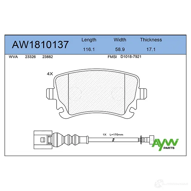 Тормозные колодки задние AYWIPARTS AW1810137 4381281 Y2MV Z изображение 0