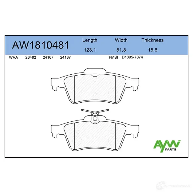 Тормозные колодки задние AYWIPARTS AW1810481 4381611 9 E5LW изображение 0